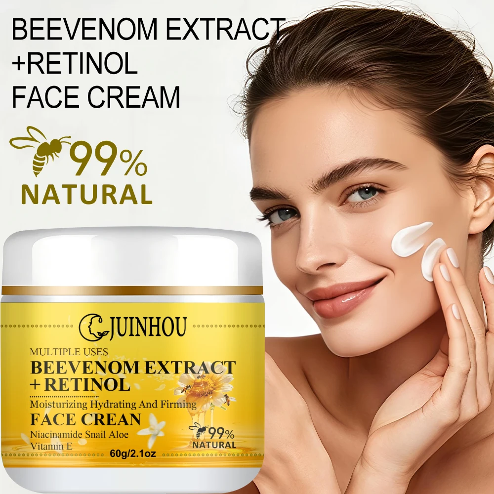 JUINHOU Bee Venom Extract Retinol Face Cream Deep Hydration Smoothing Fine Lines Refining Pores For All Skin Types Day Night Use