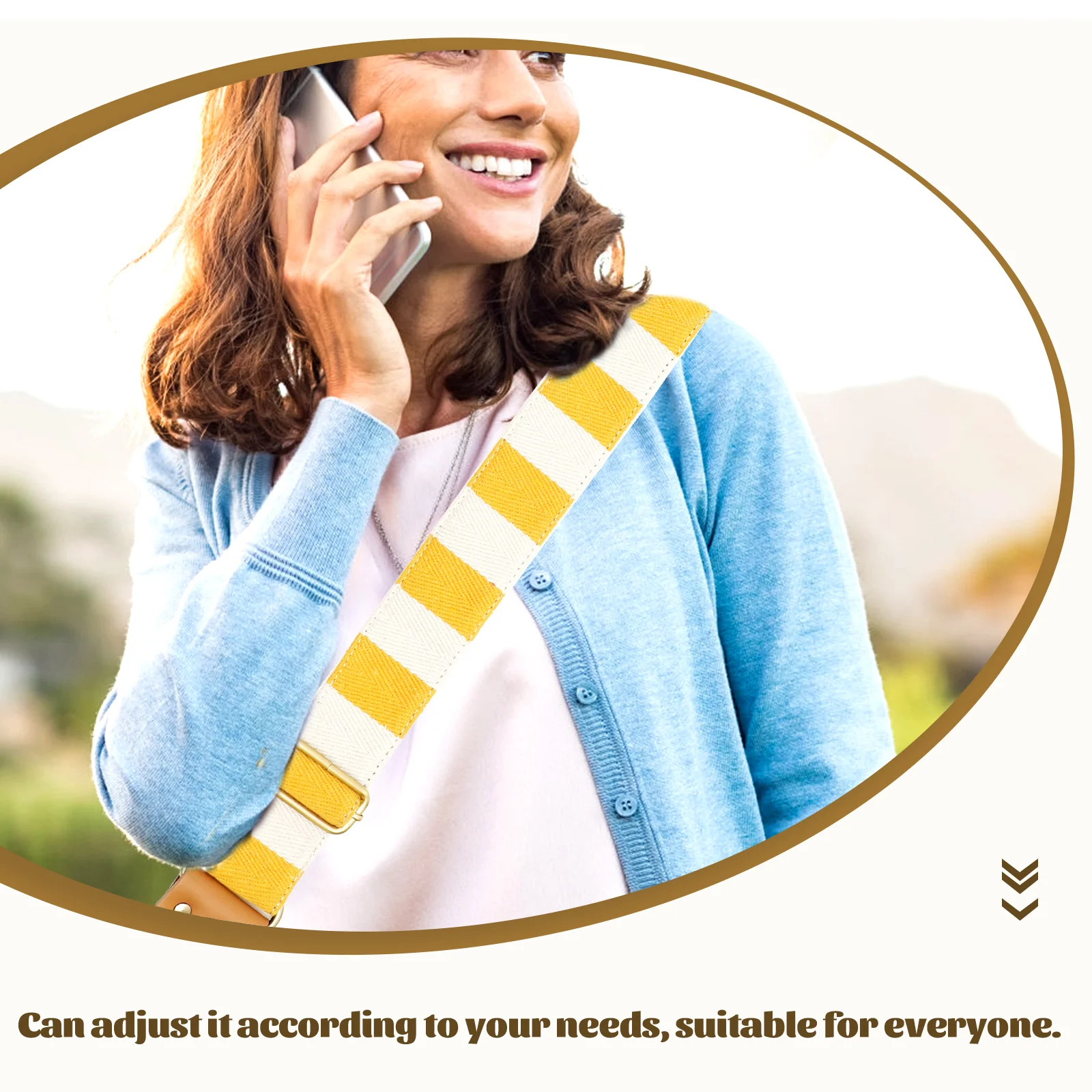 

Accessories Guitar Strap Printing Pattern Shoulder Yellow Nylon Adjustable Crossbody