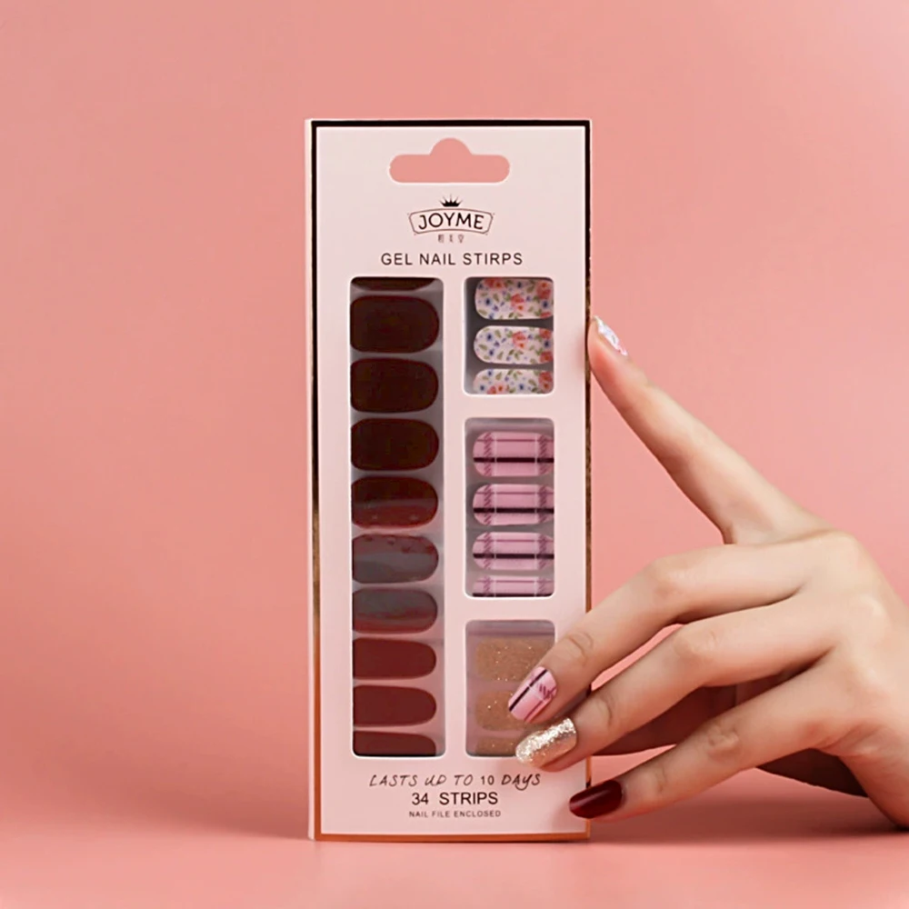 

34 накладных гелевых ногтя без УФ-лампы, долговечные, водостойкие, для самостоятельного маникюра, салонного дизайна и декора.