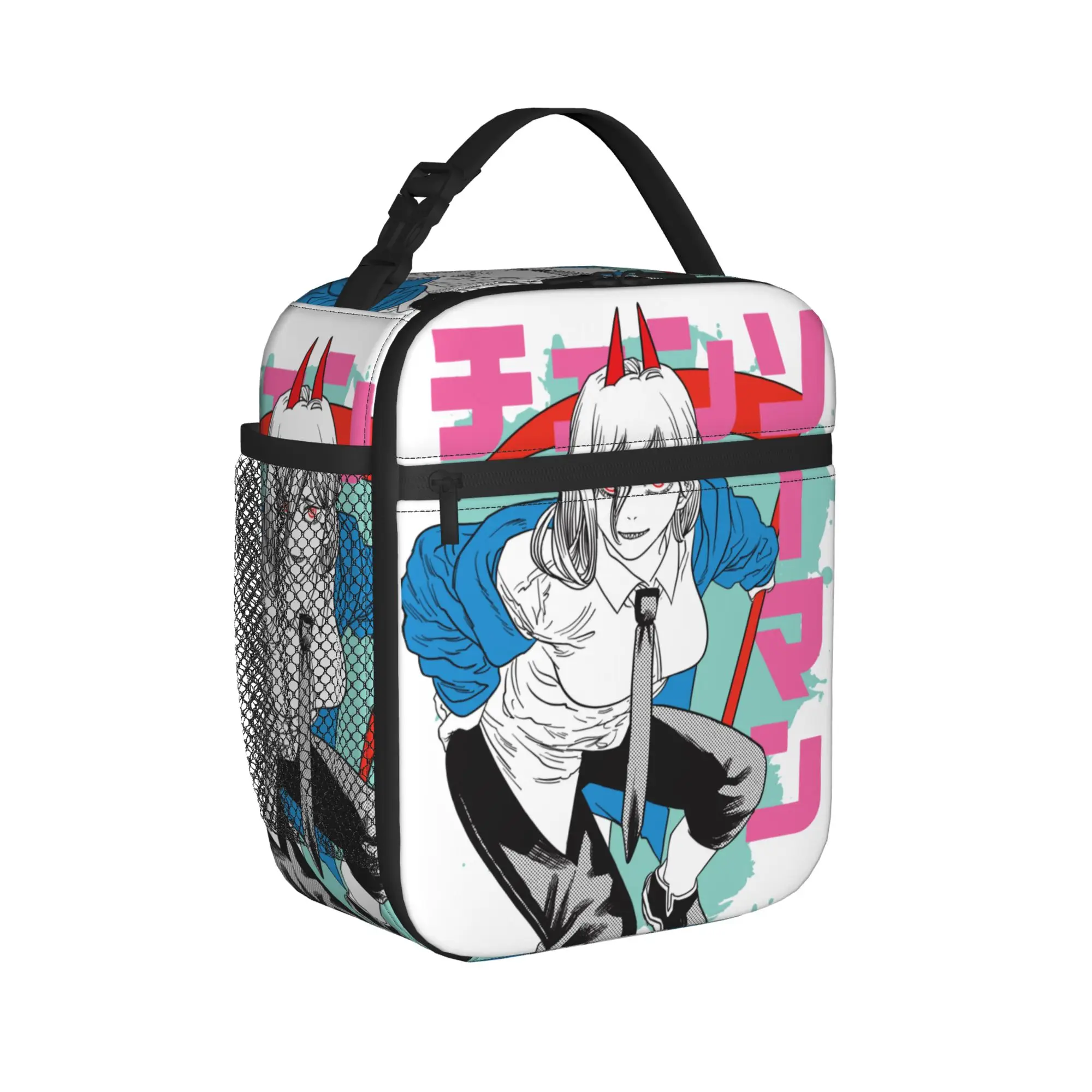 Insulated Lunch Bag Thermal Bag Reusable,Meal Container C-Chainsaws Man Power Manga Devil Anime Portable Tote Lunch Box