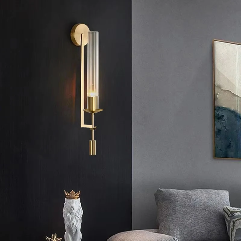 

ASANZUO Wall Lamps Retro vintage Glass Tube wall sconce Gold Nordic Living Room Bedroom Porch Aisle Dining Decor Light