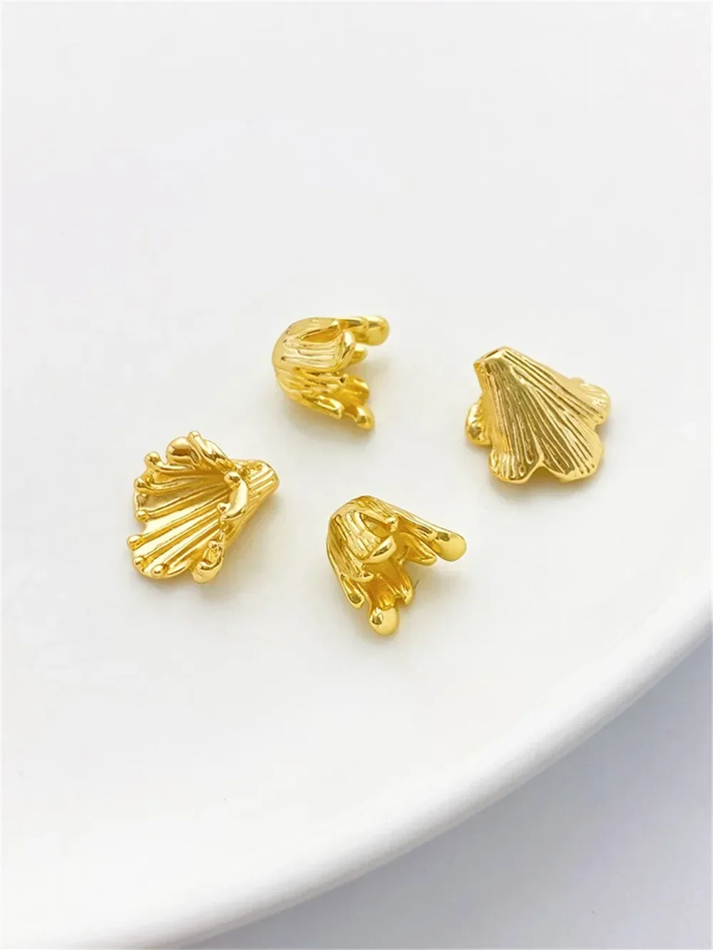 

18K Gold Wrapped Five Petal Flower Piece Stamen Spacer Large Flower Holder Handmade DIY Bracelet Necklace Material Accessories