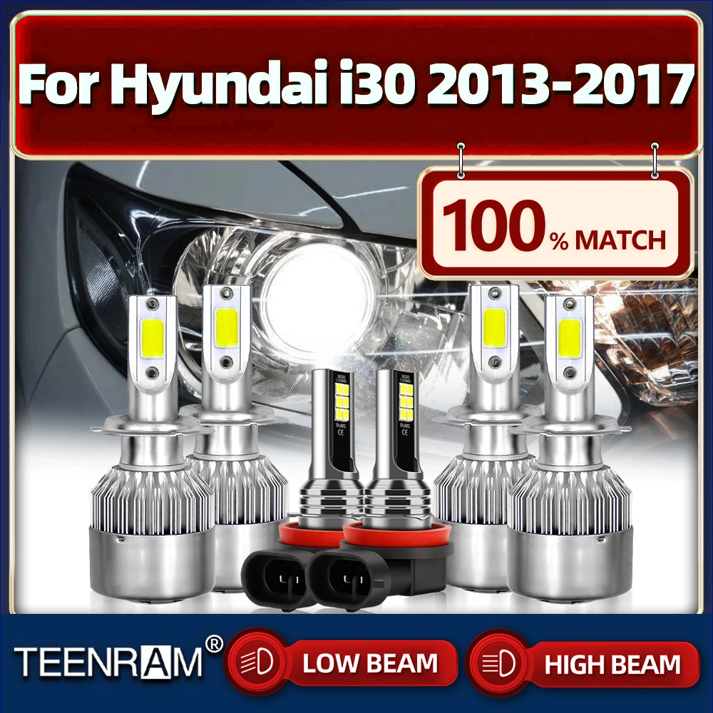 LED Headlight Bulbs High Low Beam 360W 60000LM Car Headlamps 12V 6000K Car Fog Light For Hyundai i30 2013 2014 2015 2016 2017