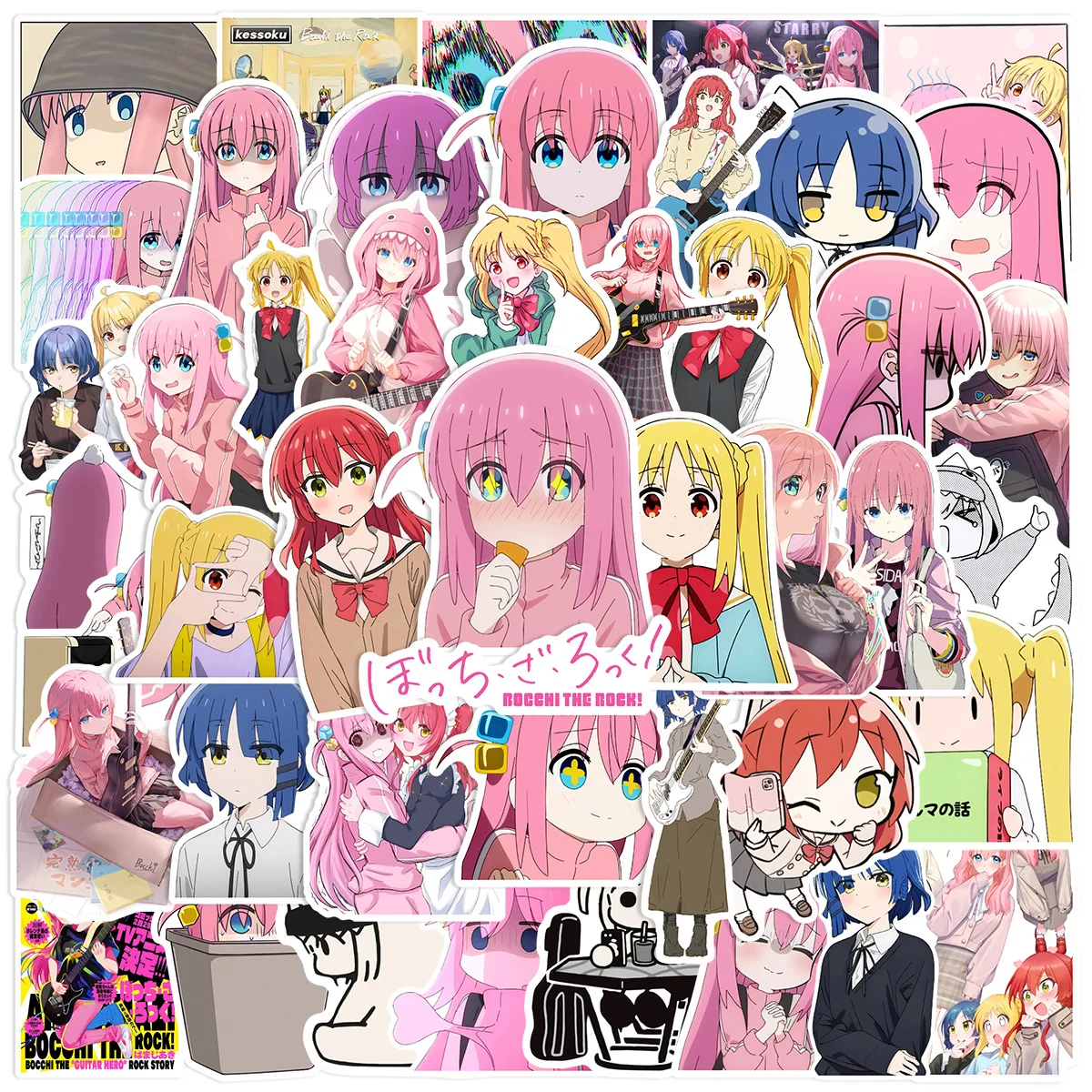 

50PCS BOCCHI THE ROCK! Stickers Decals for Phone Laptop Notebook Suitcase Guitar DIY Cartoon Aesthetic Stickers