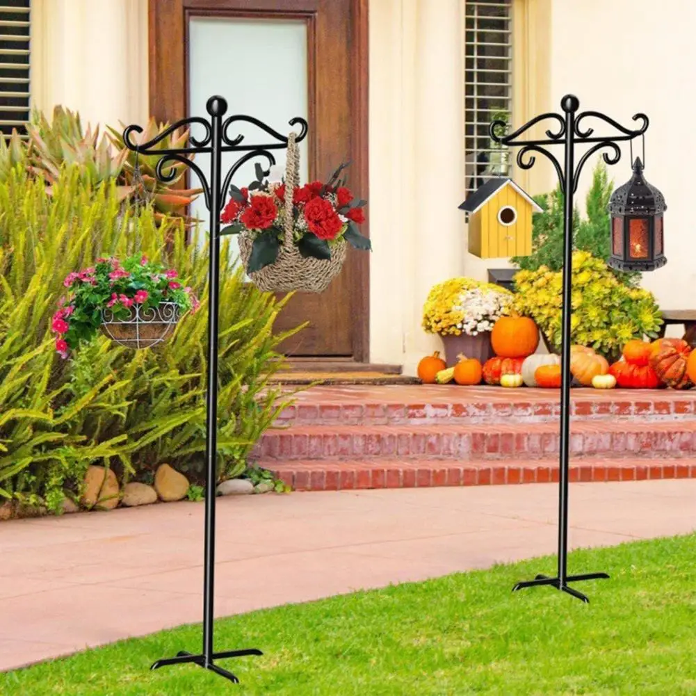 

5 Prong Base Heavy Duty Anti-rust Outdoor Garden Bird Feeder Hook Holder Flower Basket Hanger Solar Light Lantern Pole Stand