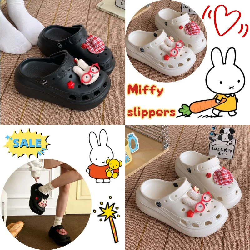 

Miffy rabbit EVA thick sole height increasing women's summer outdoor wearing hole shoes anti slip cool slippers