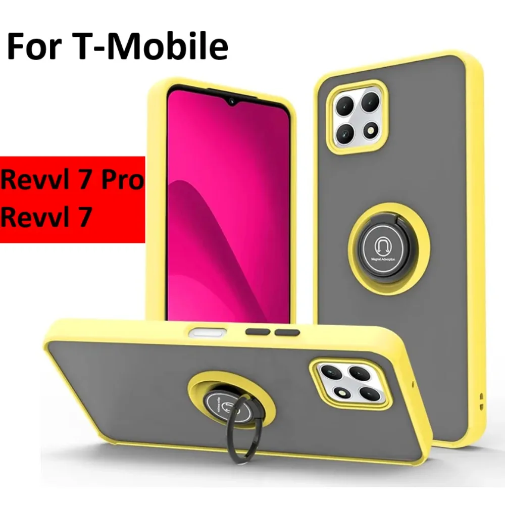 Armor Matte Holder Case for T-Mobile Revvl 7 Pro 5G Otter Case Box Ring Magnetic Stand Bracket Kickstand Full Protection Cover