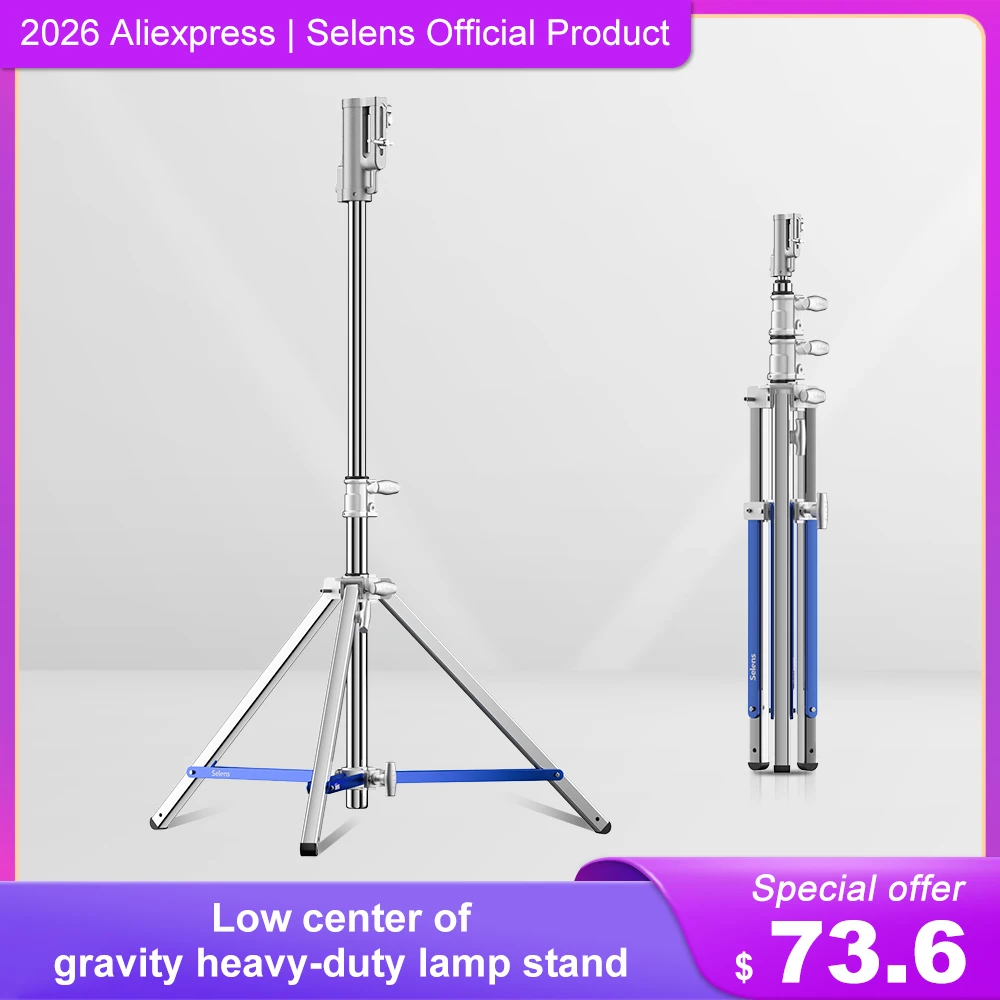 

Selens New 172cm Low Center Of Gravity Heavy Duty Light Stand Tripod Photo Studio Kits Stainless Steel Photography Lamp Holder