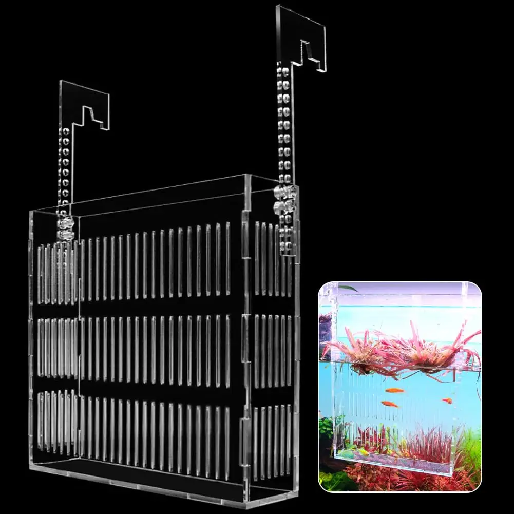 

Adjustable Height Acrylic Fish tank Transparent and Striped Wall Mounted Goldfish tank