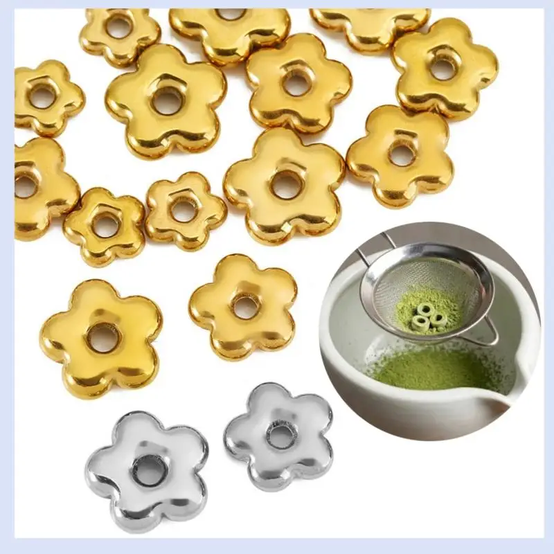Stainless Steel Matcha Sifter Rolling Beads Food-Safe Material Stainless Steel Sieve Smooth Edge Flower Shape