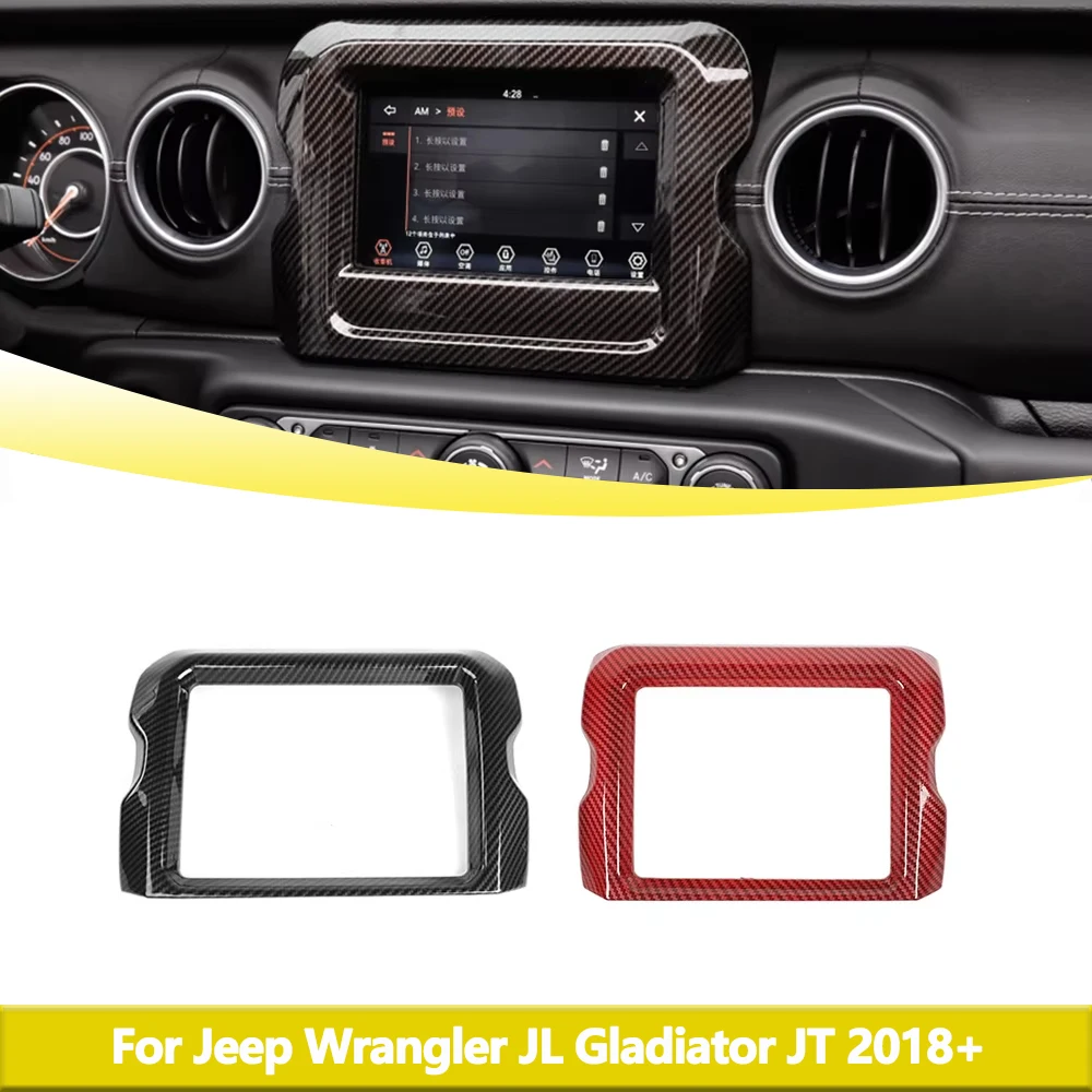 Car GPS Navigation Decor Frame for Jeep Wrangler JL Gladiator JT 2018-2023 Decorative Cover Carbon Fiber Interior Accessories