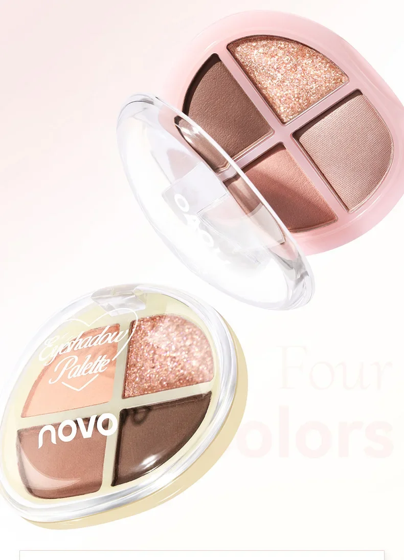 

4-Color Eyeshadow Palette, Matte & Shimmer Finishes, Waterproof & Durable, Versatile Makeup Palette | Glittery Eye Makeup