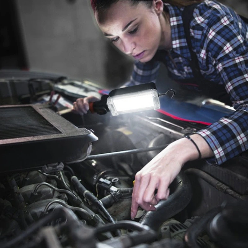 

Автомобильный рабочий светильник, портативный светильник с крючком, магнитный светильник для кемпинга, высокий низкий USB перезаряжаемый фонарик COB, рабочий водонепроницаемый фонарик