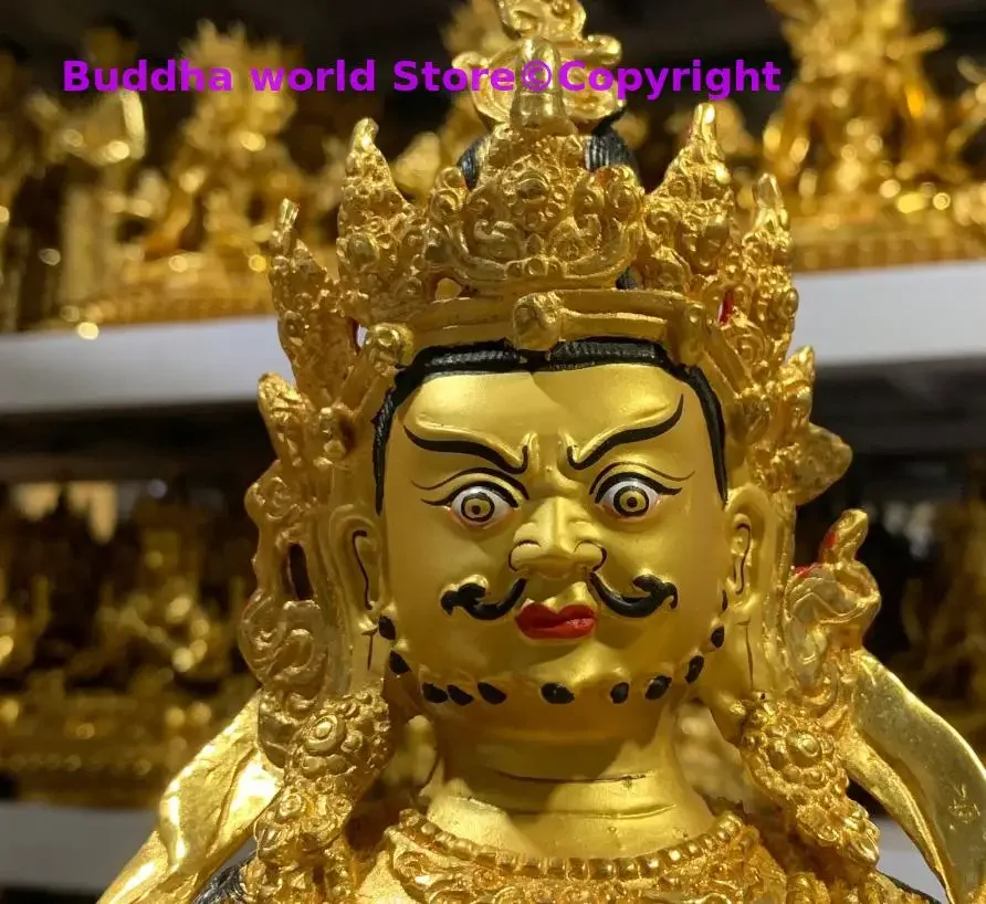 30cm large GOOD Buddhist supplies Temple buddha statue Buddhism GOOD LUCK yellow Jambhala fortune god buddha copper gold-plating