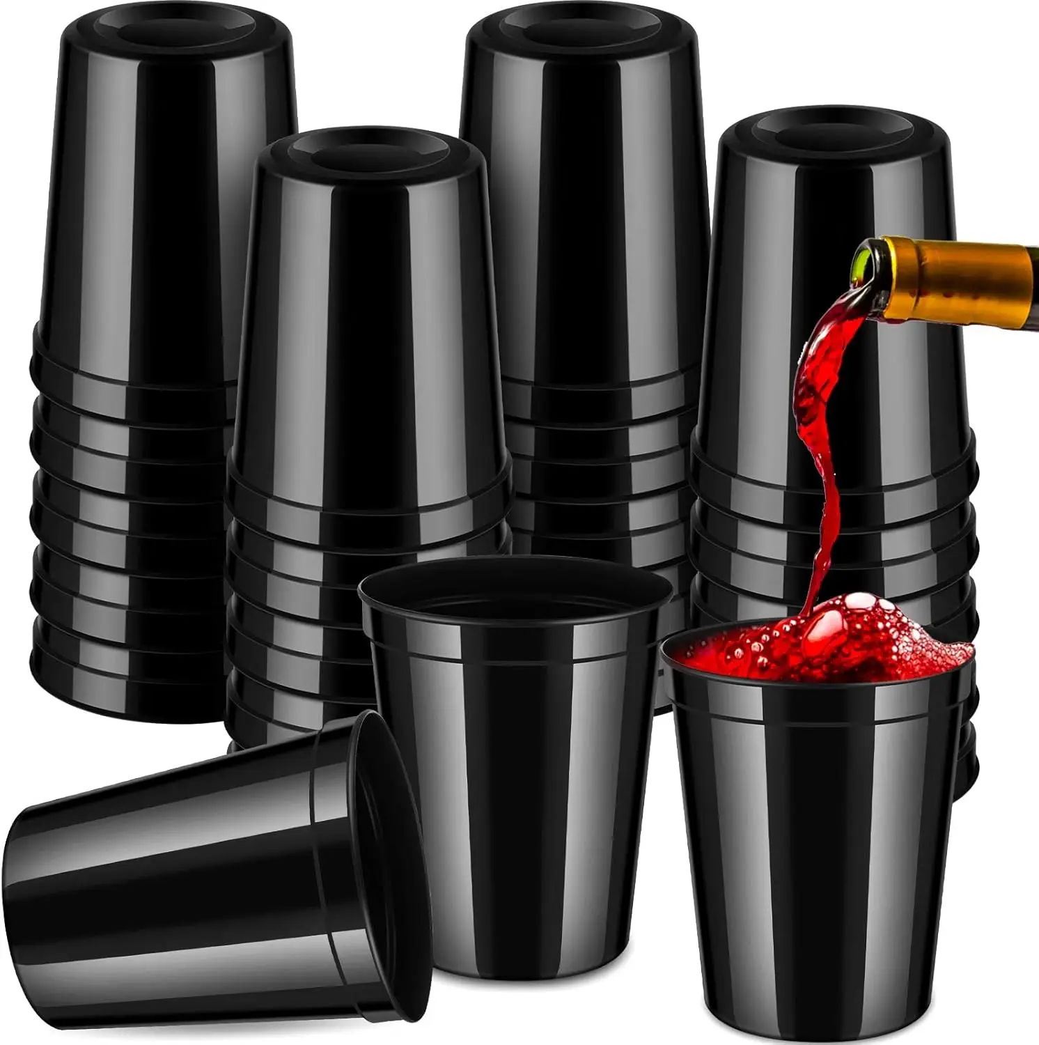 

120 Packs Black Plastic Cups Bulk 16OZ Stadium Disposable Party Blank Drinking Cocktails for Wedding Picnics Halloween Chr