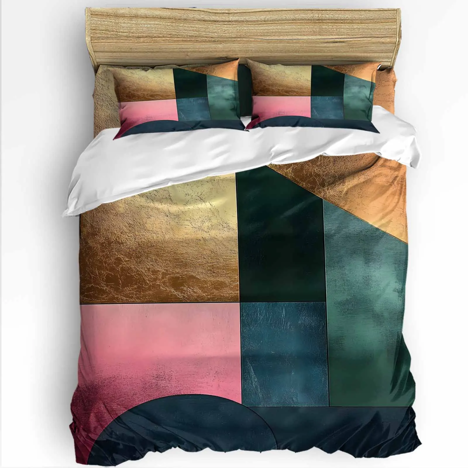 

Abstract Circle Color Block Bedding Home Textile Bed Set Adult Duvet Cover Flat Sheet Pillowcases Quilt Cover