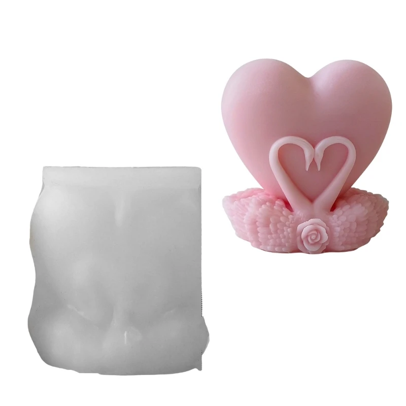 Multipurpose Adorable 3D Heart Cygnus Sturdy Silicone Mold Portable for Resin Craft and Gypsum Figurines Home Decoration