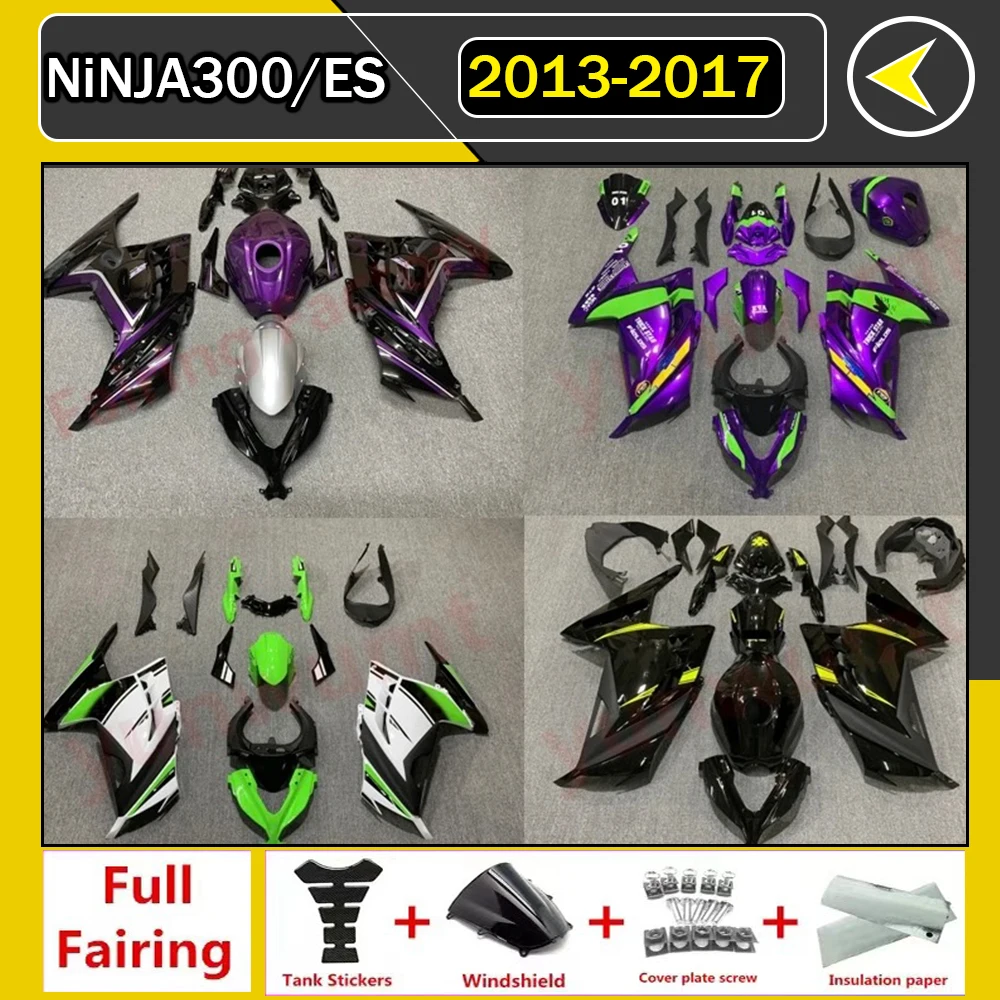 

Motorcycle Fairing Kit Suitable for Kawasaki Ninja 250 Ninja 300 13-17 Years EX250 EX300 2013 2014 2015-2017 Fairing Green Black