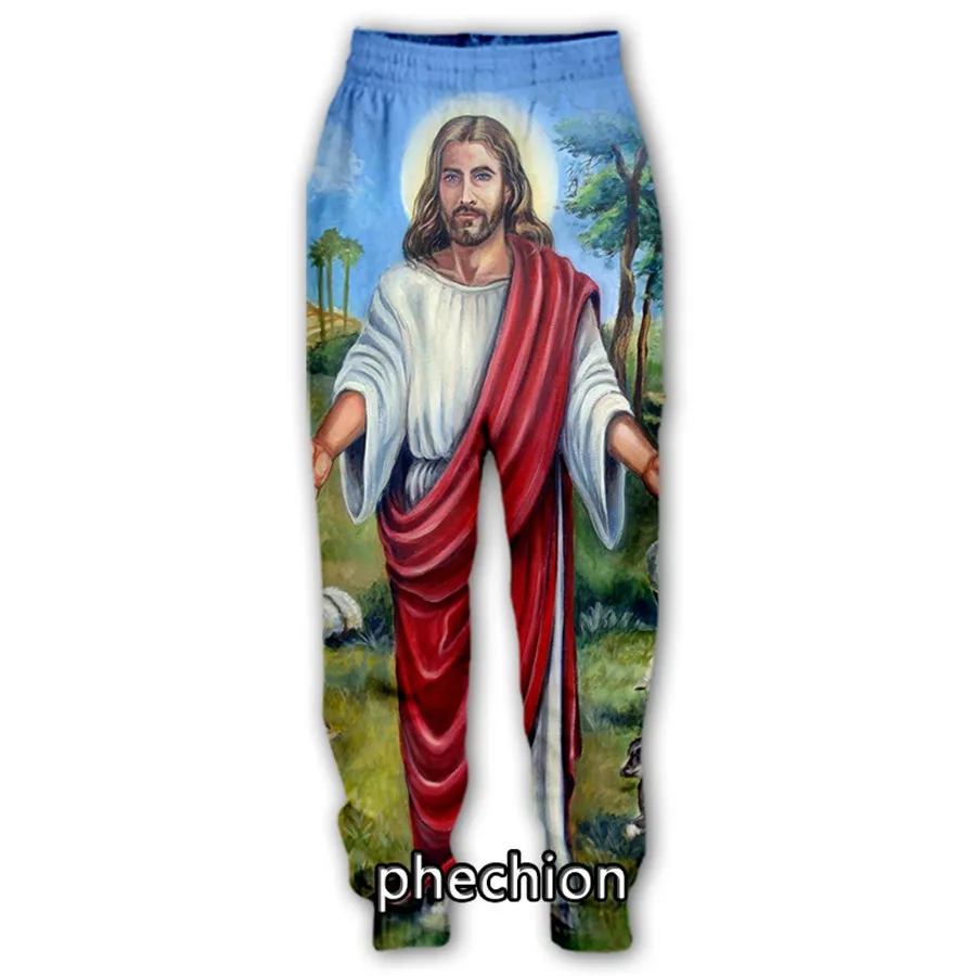 

Phechion New Men/Women Jesus 3D Printed Casual Pants Streetwear Loose Sporting Long Trousers K173