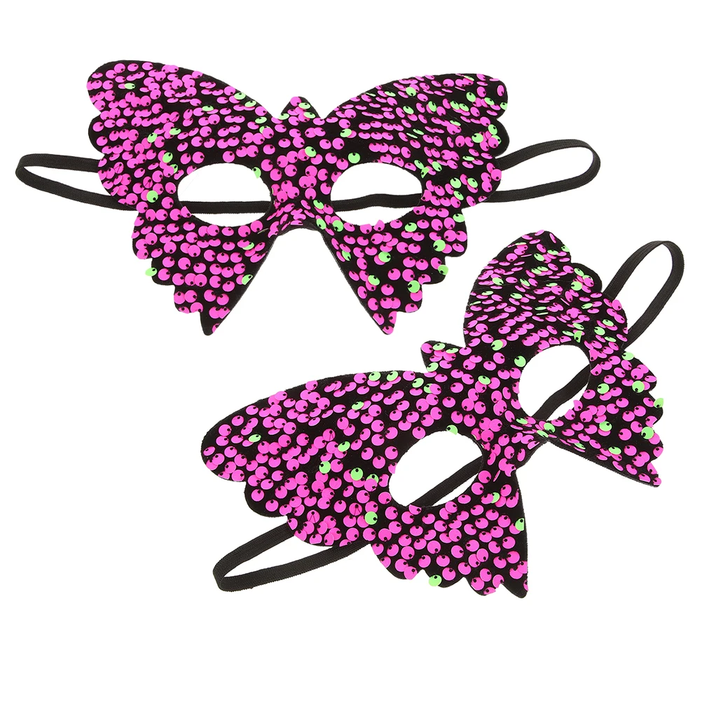 

2Pcs Masquerade Masks Women Black Plastic Butterfly Half Face Halloween Costume Prom Party Accessories