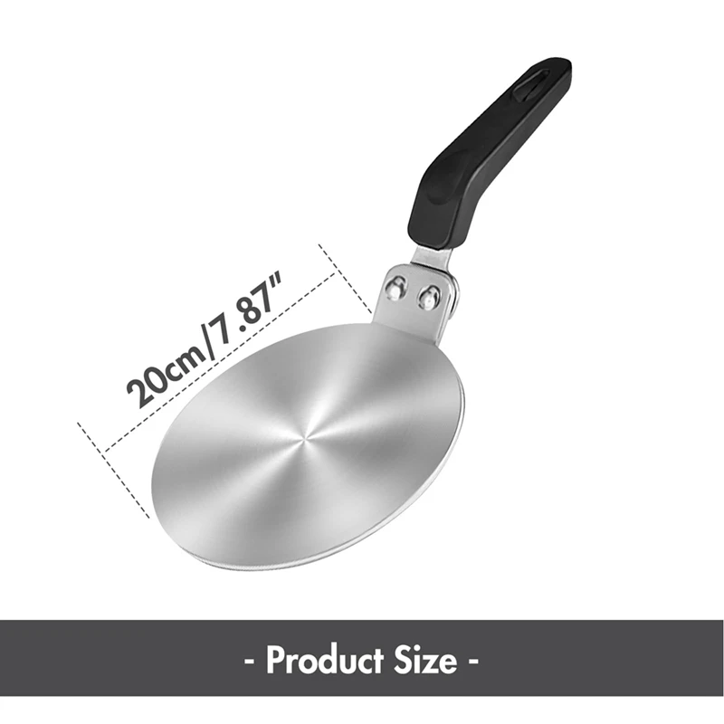 Piastra convertitore piano cottura a induzione, piastra convertitore a induzione in acciaio inossidabile con manico isolato per pentole in vetro e Moka