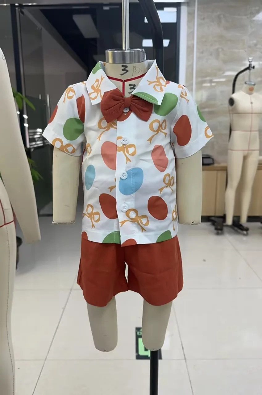 Baby Boy Easter Outfit, Short Sleeve Dinosaur/Eggs Print Shirt with Elastic Waist Shorts Summer Outfit