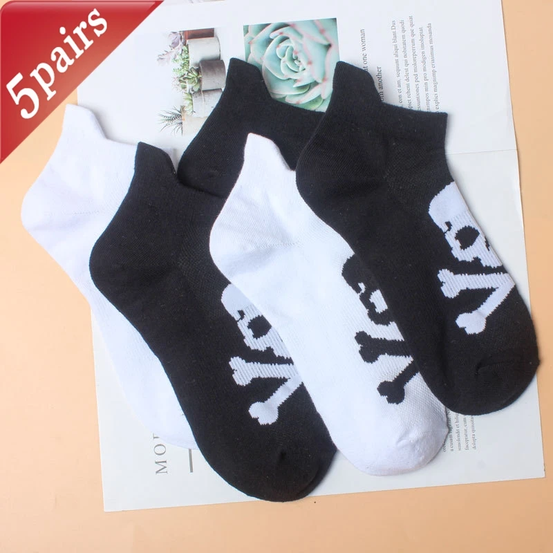 

5 пар мужских носков, повседневные простые впитывающие дышащие универсальные короткие носки на Хэллоуин, против запаха, пот, носки из чистого хлопка