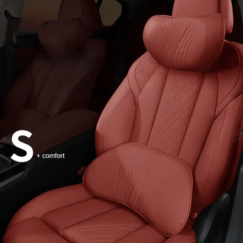 

Автомобильная подушка-подголовник из высококачественной кожи для сиденья водителя, универсальная, класса люкс, с поддержкой поясницы и головы