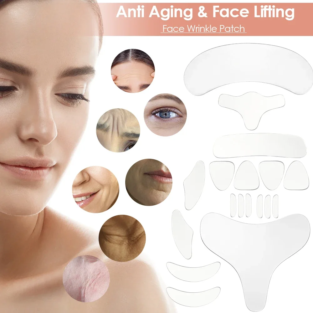 Silicone Wrinkle Face Tapes 16pcs 18pcs Forehead Neck Eye Sticker Pad Anti Aging Patch Face Lift Device Mask Skin Care