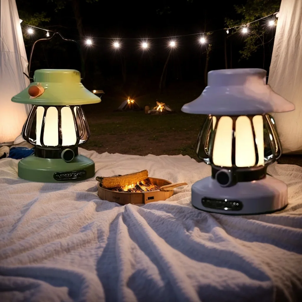 レトロなカタツムリキャンプナイトライト – テントの雰囲気や中庭の装飾用のポータブル充電式屋外ライト