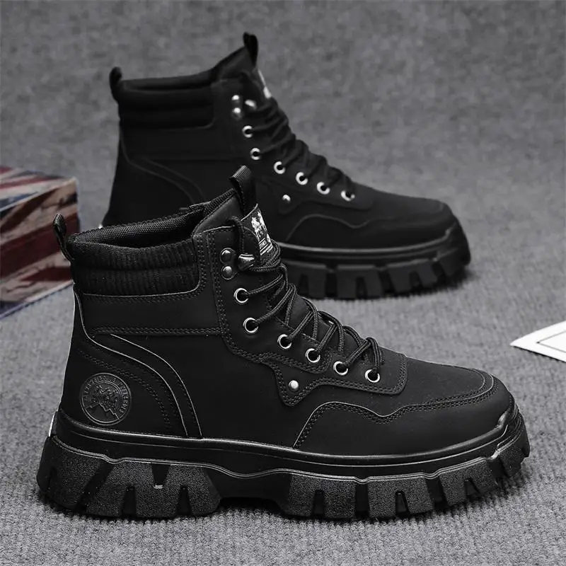 

Trend Men Boots Leather Shoes Platform Boots for Man Outdoor Sneakers Motorcycle Ankle Shoes Men Work Boots Casual Hiking Shoes
