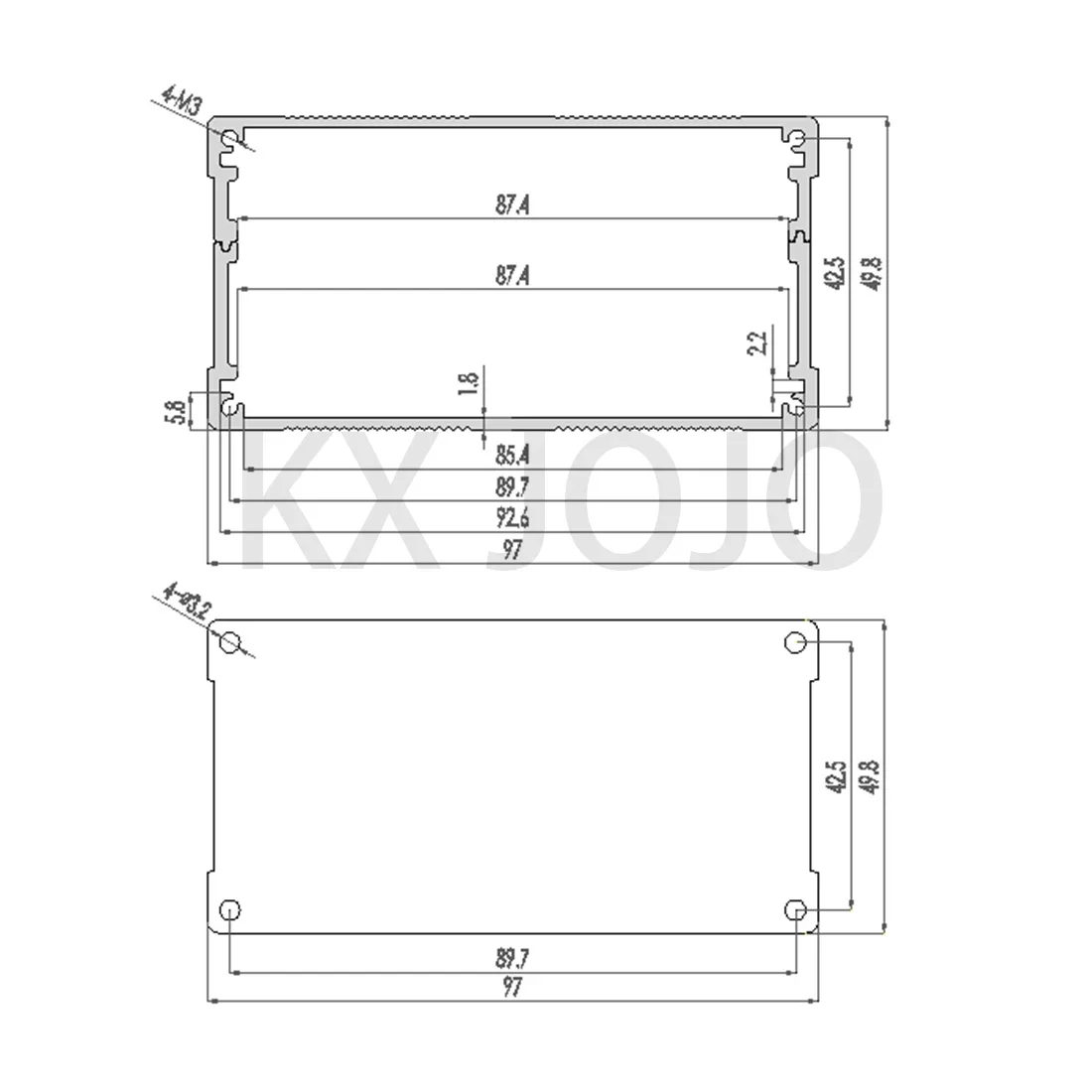 Aluminum Enclosure 97*50*120mm Split Case Silver Waterproof Box Profile Shell Electronic Components Shell