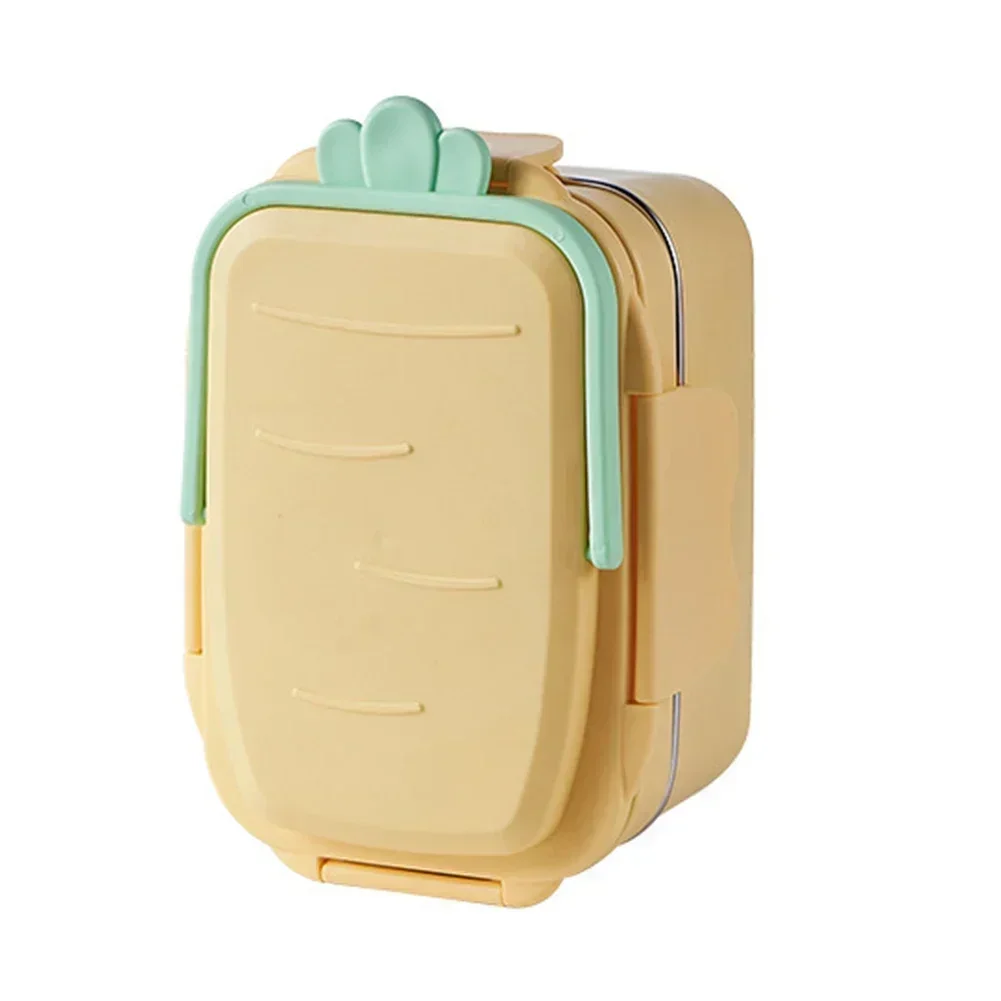 Stainless Steel Lunch Box In Radish Shape For Family Includes Carry Handle And Tableware For Easy Meal Transport