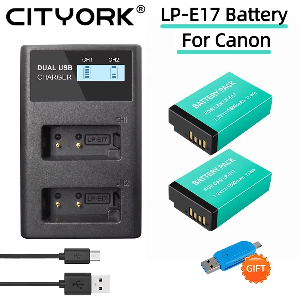 LP-E17 LPE17 Battery For Canon EOS 200D M3 M6 750D 760D T6i T6s 800D 8000D Kiss X8i Cameras LP E17 Battery + LED Dual Charger