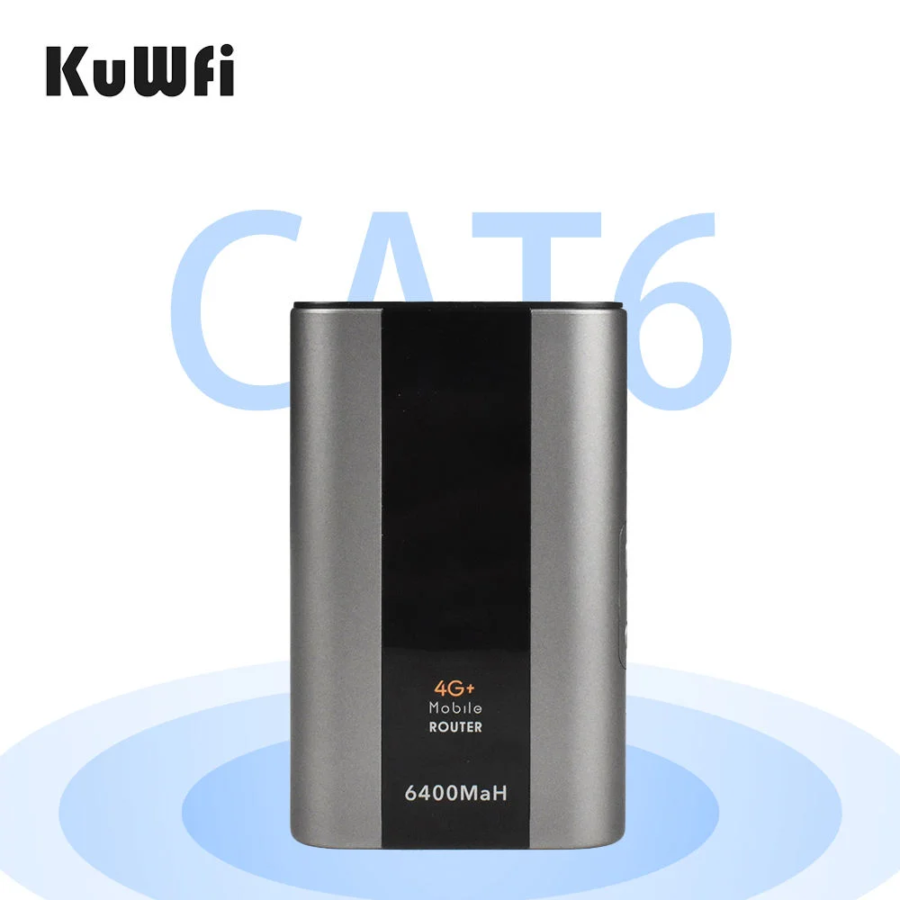 

4G+ Cat6 KuWiFi Dual Band WiFi6 TR069 LAN Port Mobile 4G Pocket Router 6400mAh Battery High-Speed 4G Router Long-Lasting