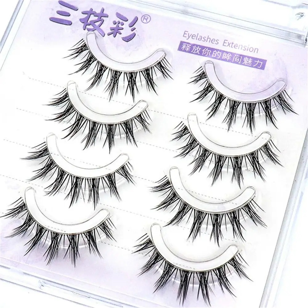 4 คู่ดูธรรมชาติขนตาปลอมไทยแต่งหน้า CLEAR Band Fairy Lashes คอสเพลย์ Wispy Fluffy 3D ขนตาผู้หญิง