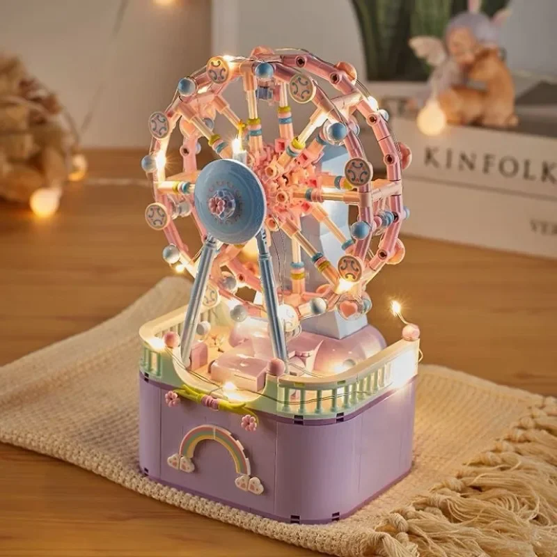 

Ferris Wheel Carousel Small Particle Building Blocks Assembly Toys Puzzle Children's Series Music Box Girls Christmas Gift