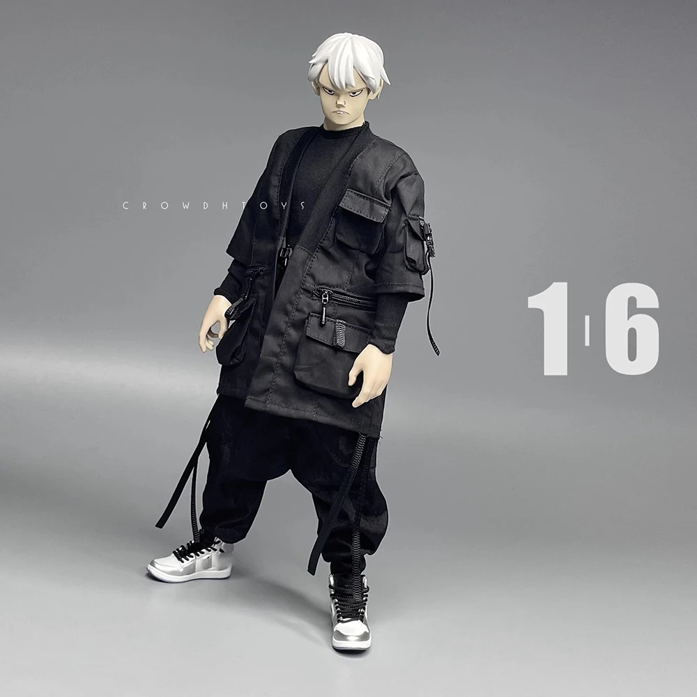 1/6 3ATOYS moda czarny płaszcz kamizelka luźne spodnie akcesoria obuwnicze dla 12 "figurka lalki kolekcjonerskie DIY