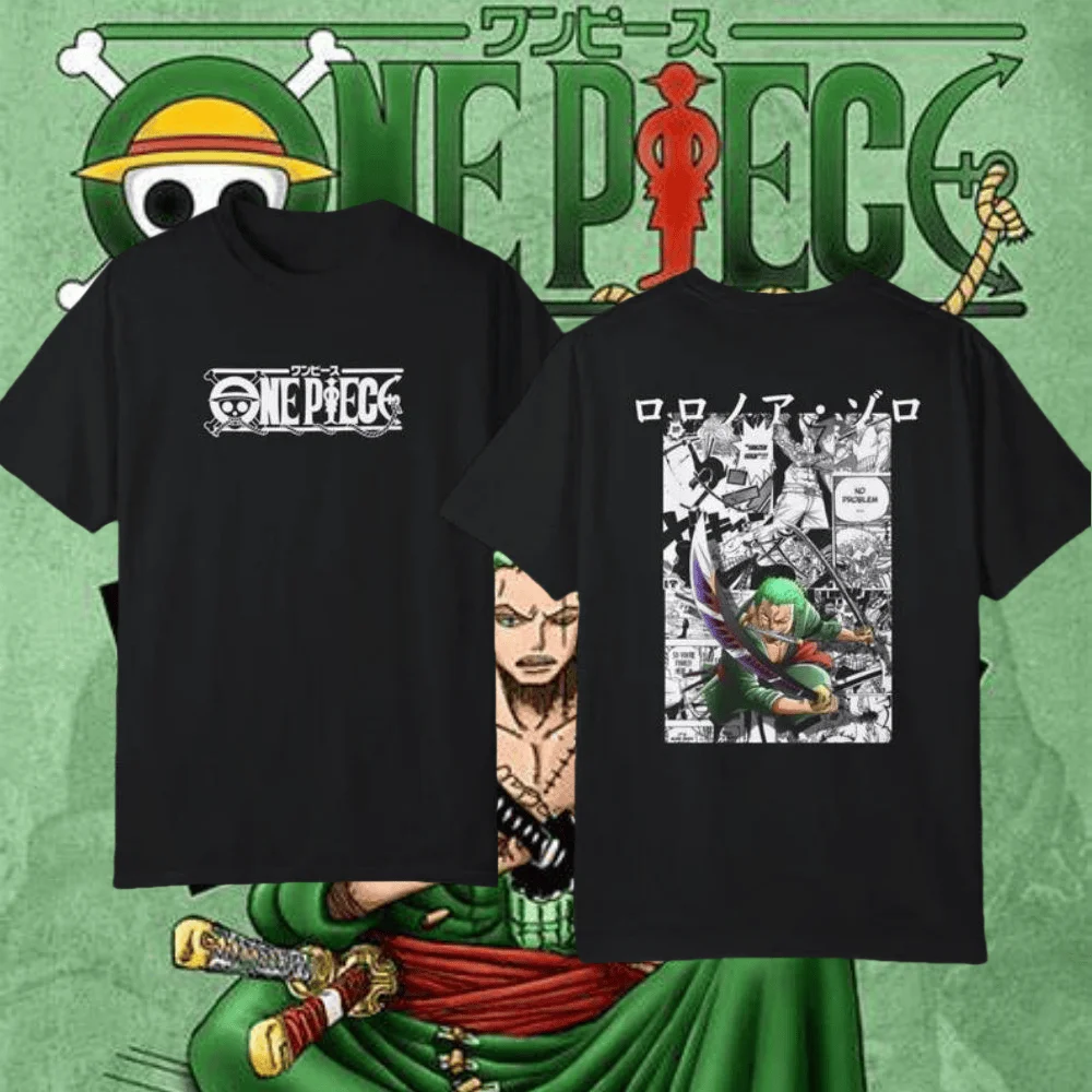 

Новые цельные футболки для мужчин Roronoa Zoro, хлопковые топы с рисунком аниме манги, летние футболки унисекс в стиле Харадзюку Y2K, мужские топы, одежда