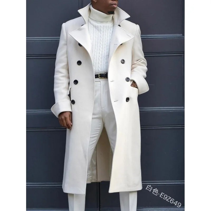 New Fashion Woolen Coat British Woolen Double Breasted Extended Coat