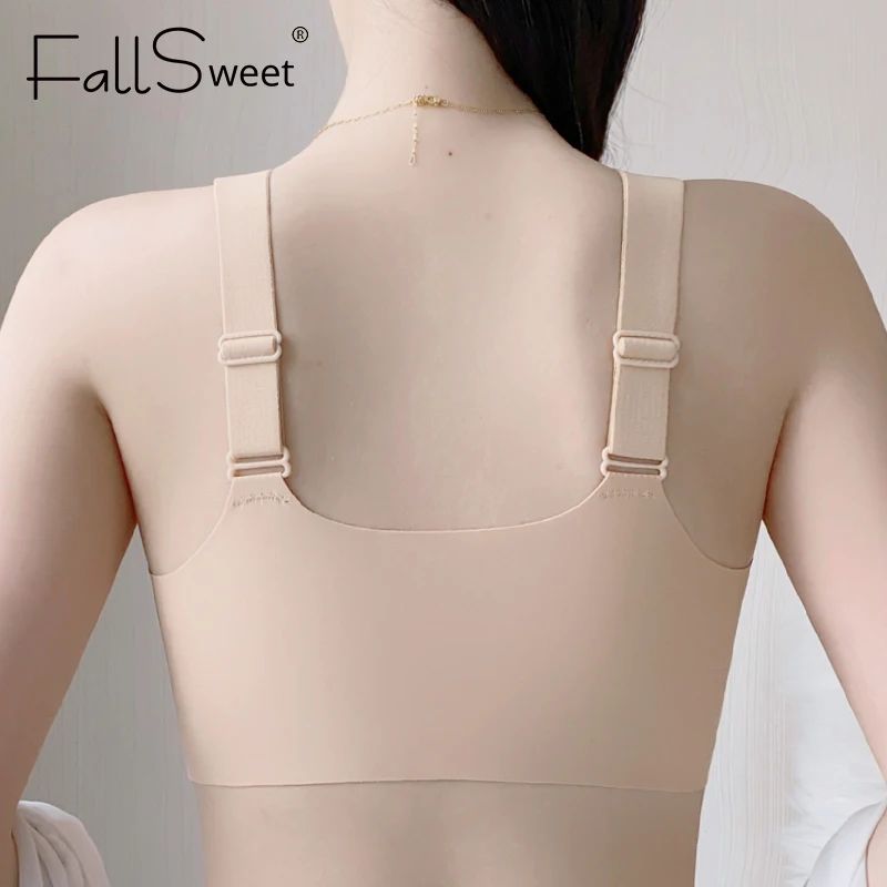 حمالة صدر FallSweet مقاس كبير بإغلاق أمامي لاسلكي للنساء، كوب رفيع بدون خياطة، ناعم ومريح ومسامي، ملابس داخلية للأم