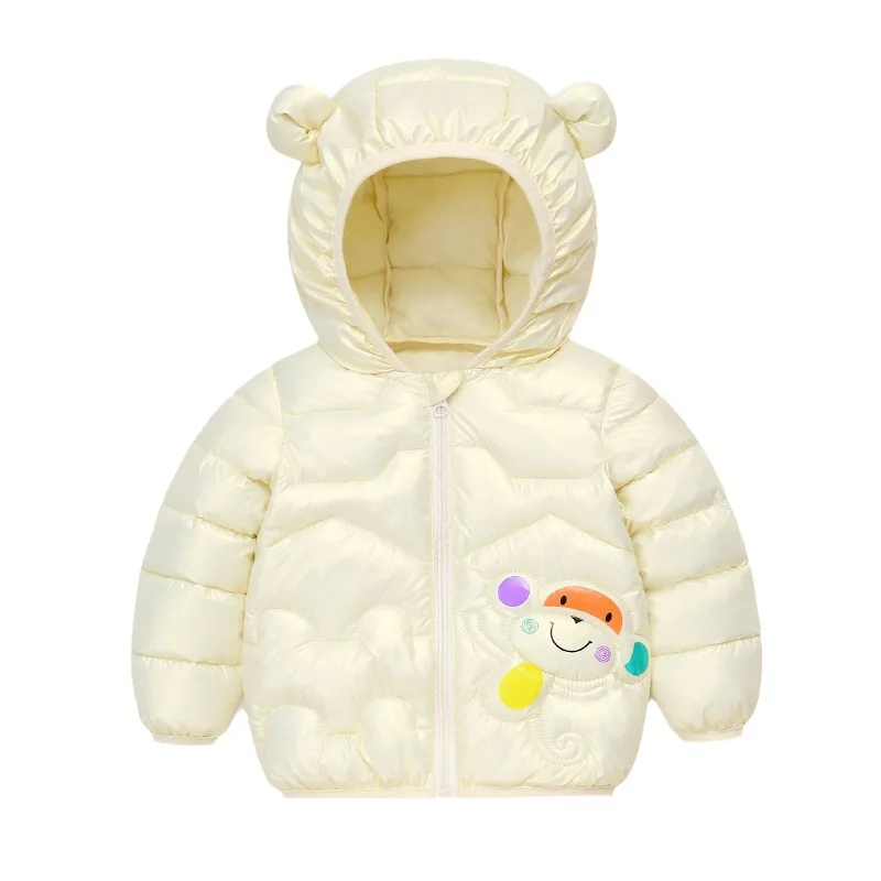 Autumn winter hooded Plush warmth jacket boys and girl fashionable cartoon printed Casual down coat 0-5 aged children\'s clothing