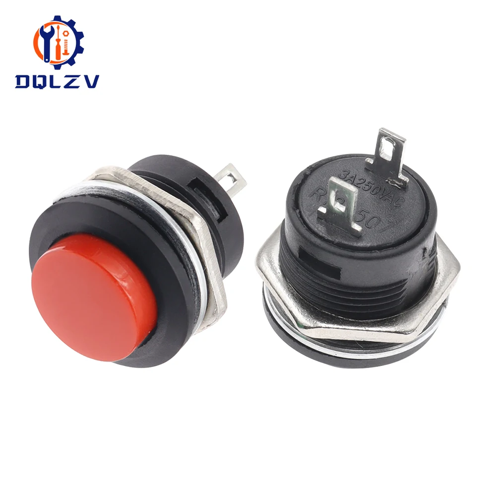 Momentary Push Button Switch 16mm Momentary 6A/125VAC 3A/250VAC Round Switches R13-507 BLACK RED GREEN WHITE BLUE YELLOW