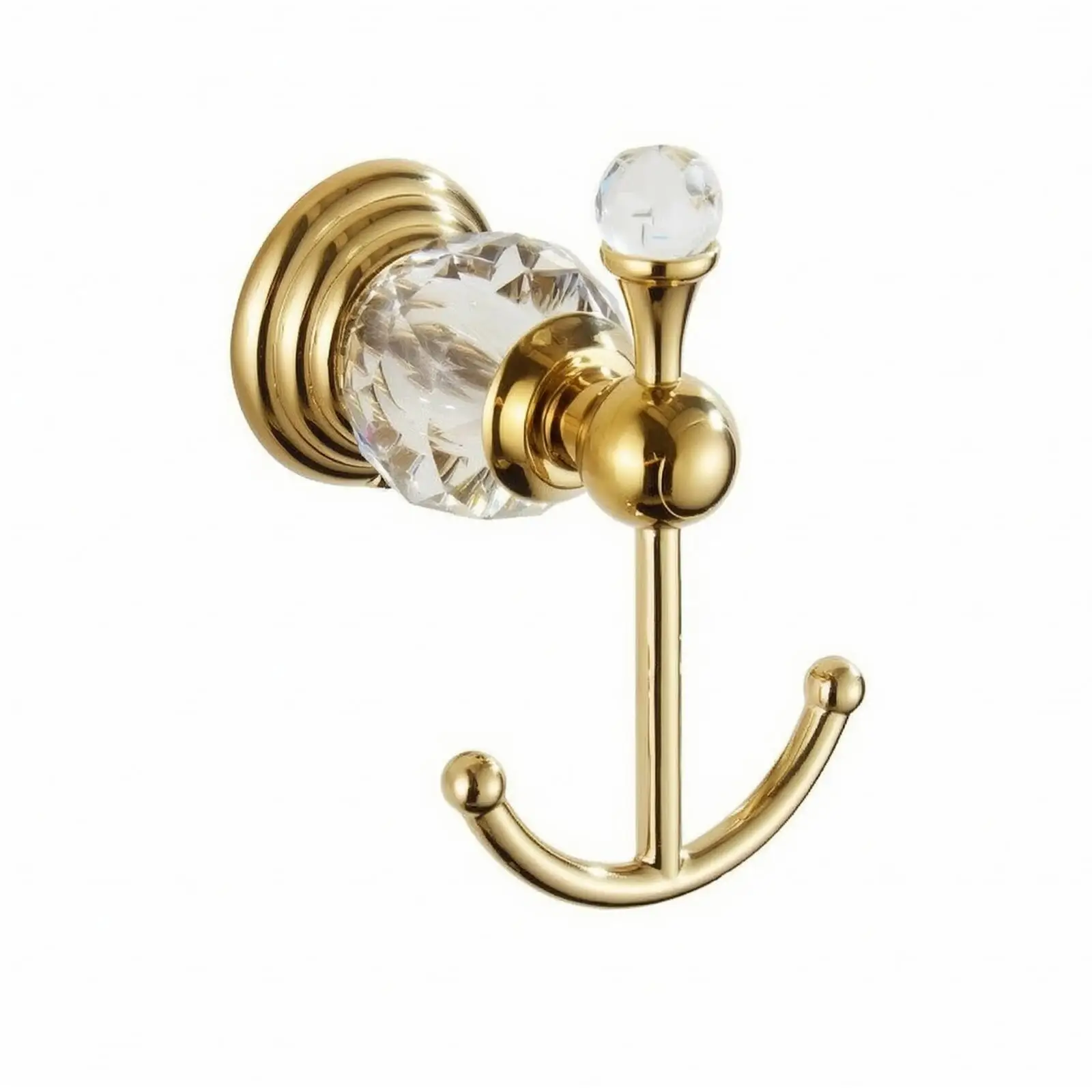 Modern Crystal Style Double Wall Hook Stainless Steel Finish for Hanging Lightweight Jackets Scarves in Laundry
