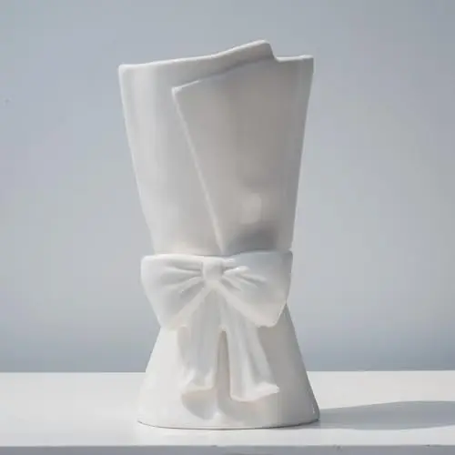 

Цельнообожженная белая керамическая ваза-бочка 9,64 дюйма: уникальная, милая, современная декоративная ваза для букетов и цветов для дома, гостиной, стола (Вален)