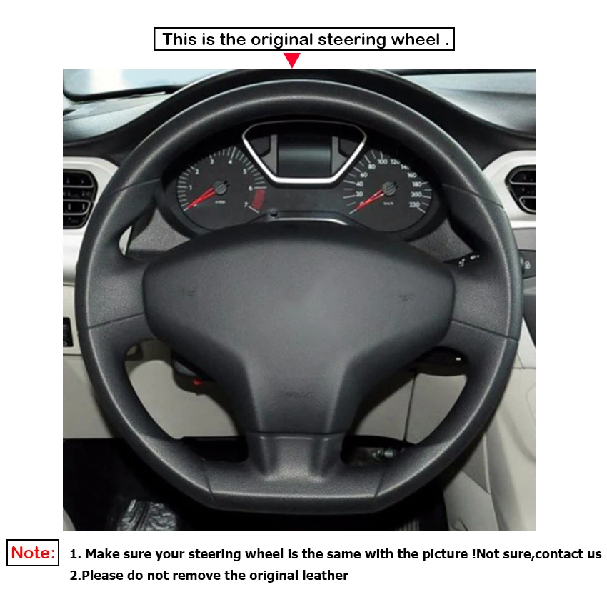 Black PU Faux Leather No-slip Car Steering Wheel Cover for Citroen C3 Picasso C-Elysee 2009-2019 Peugeot 301 2013-2019 208 2012