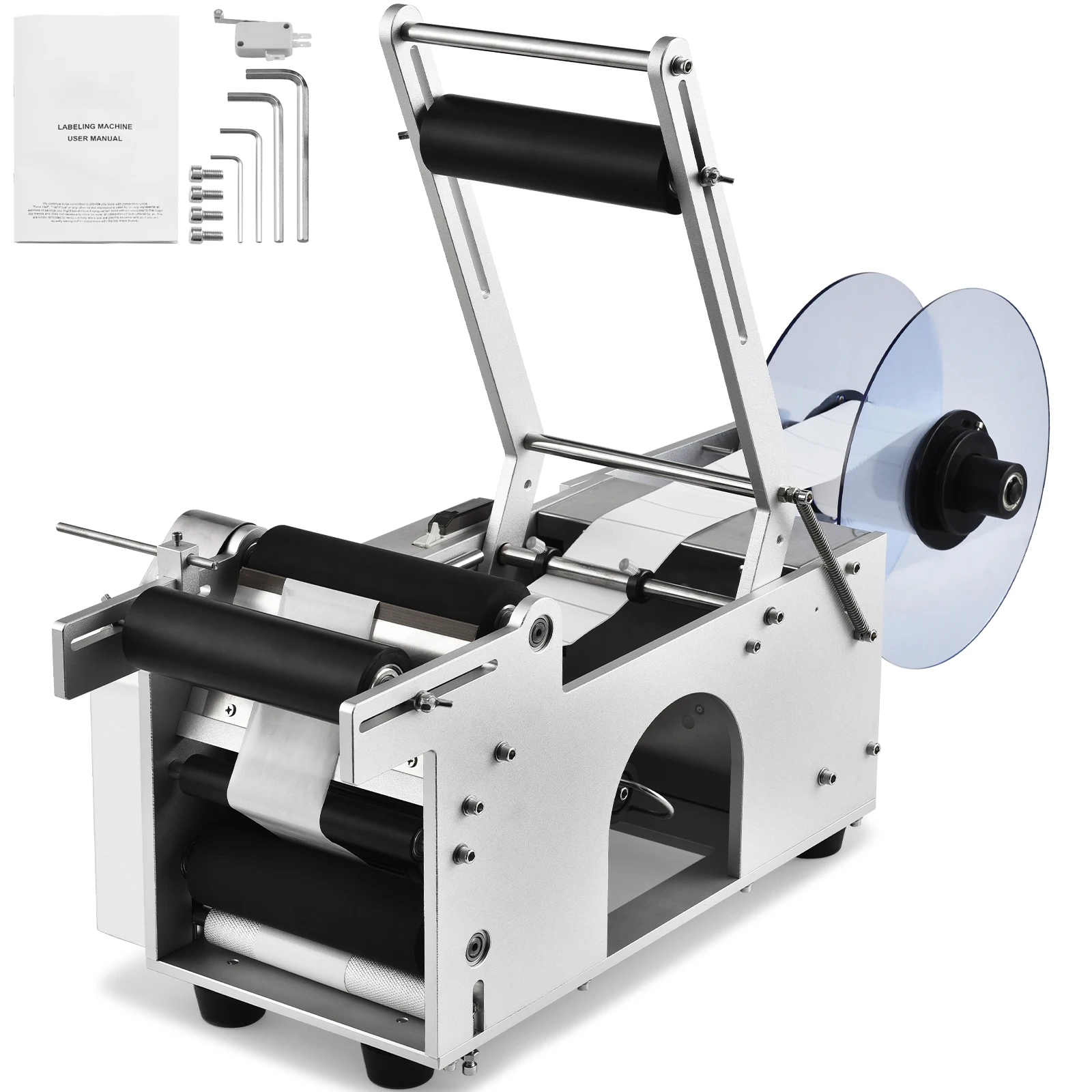 SucceBuy Semi-Automatic Round Bottle Labeling Machine 20-50pcs/min Electric Label Applicator for Bottles Diameter 0.78-4.72in