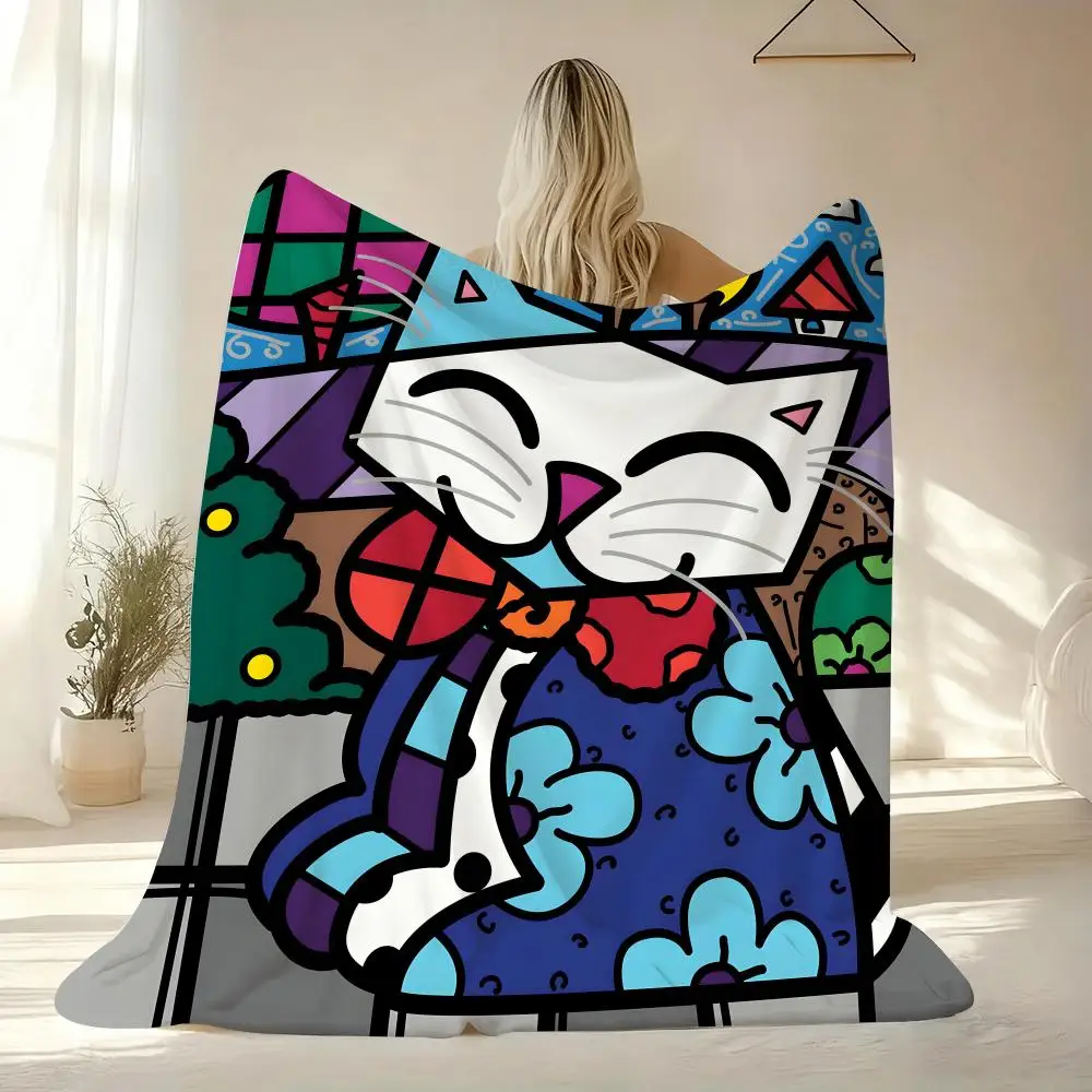 B-Britto Art Design Überwurfdecke aus weichem Flanell, warme, hautfreundliche Knie-Decke für Sofa, Büro, Bett, Reisen, Winter, Übergröße