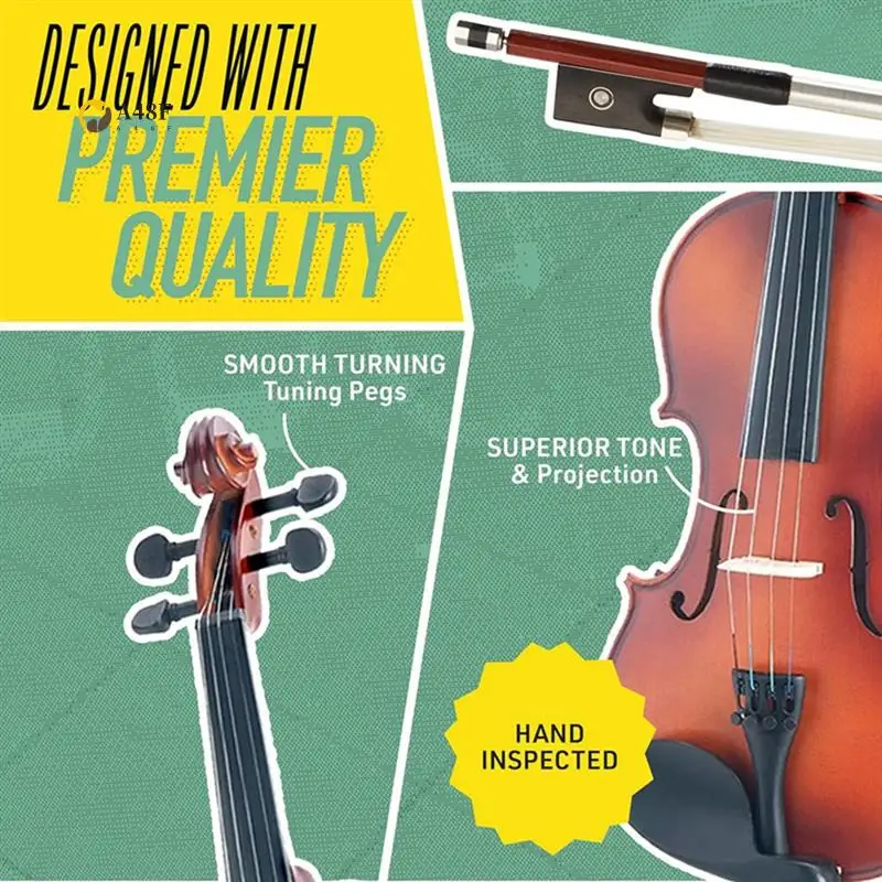 A48F-Violín, Instrumentos musicales para adultos, violín infantil, con estuche rígido, arco, ideal para principiantes