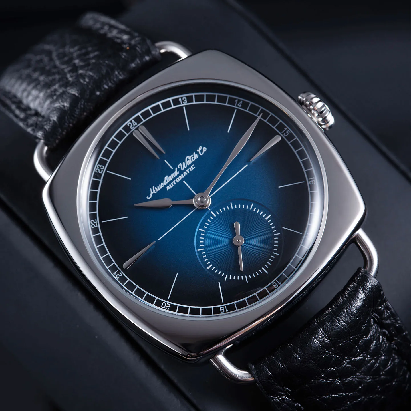 Personalisierte Uhren für Herren mit Automatikwerk ST1701, Kissen-Gehäuse, retro-quadratischer Form, klassischem Zifferblatt mit Logo, DTY – ideales Geschenk